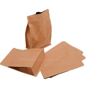 Flat Bottom Pouches With Normal Zipper & Valve