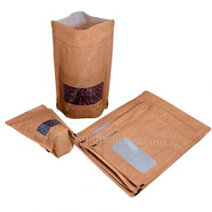 Kraft Look Rectangle Window SUP Pouch With Zipper