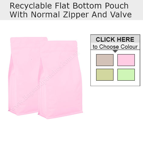 Recyclable Flat Bottom Pouch With normal zipper and valve