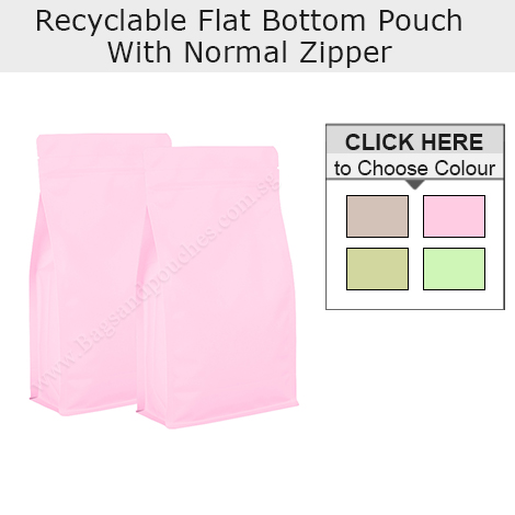 Recyclable Flat Bottom Pouch With Normal Zipper