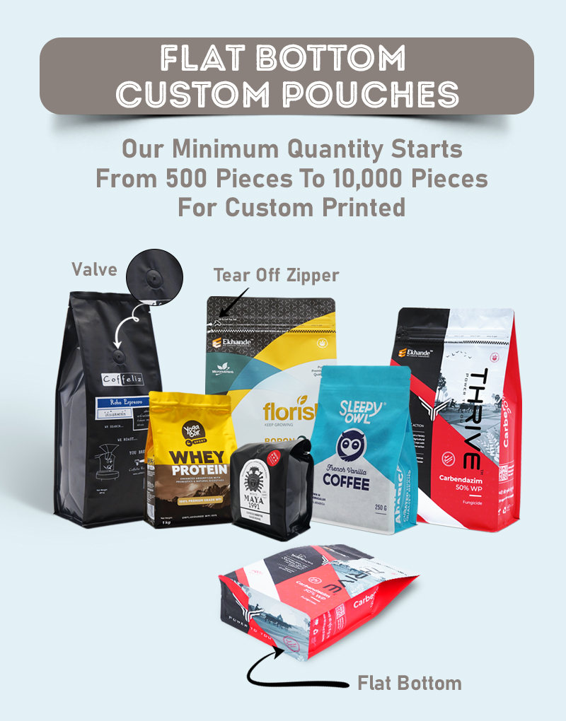 Flat Bottom Custom Printed Pouches