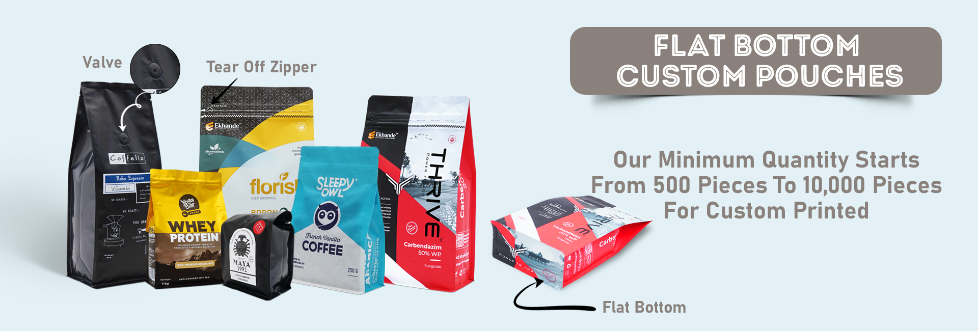 Flat Bottom Custom Printed Pouches
