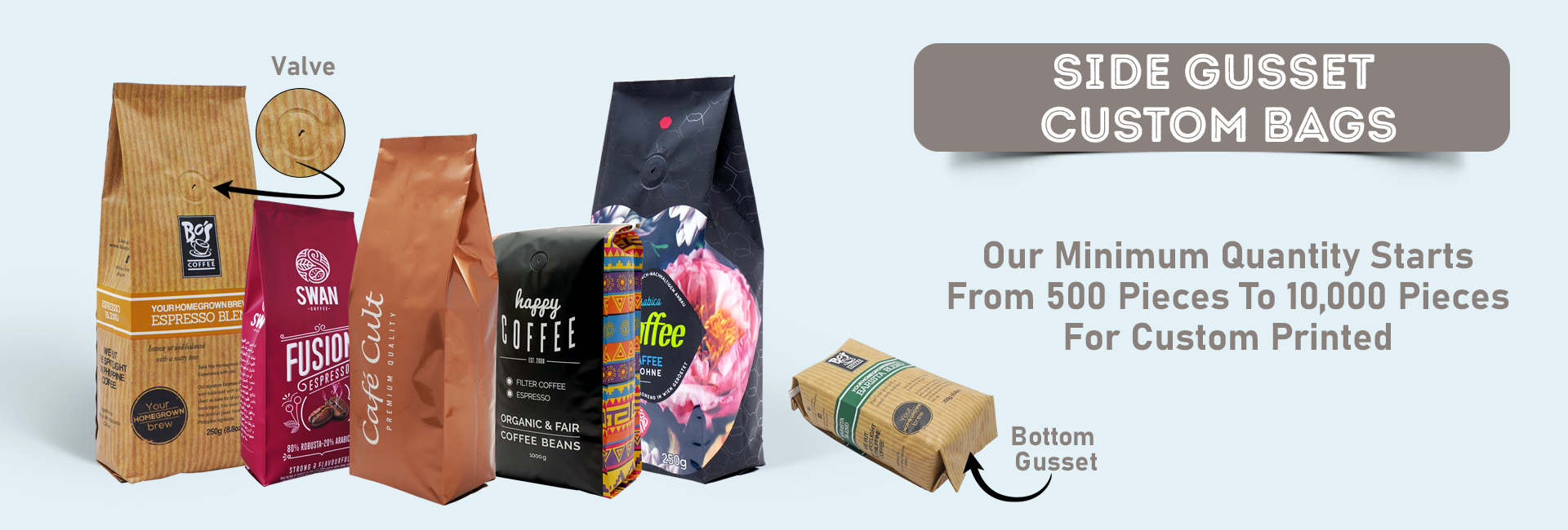 Side Gusset Custom Printed Pouches