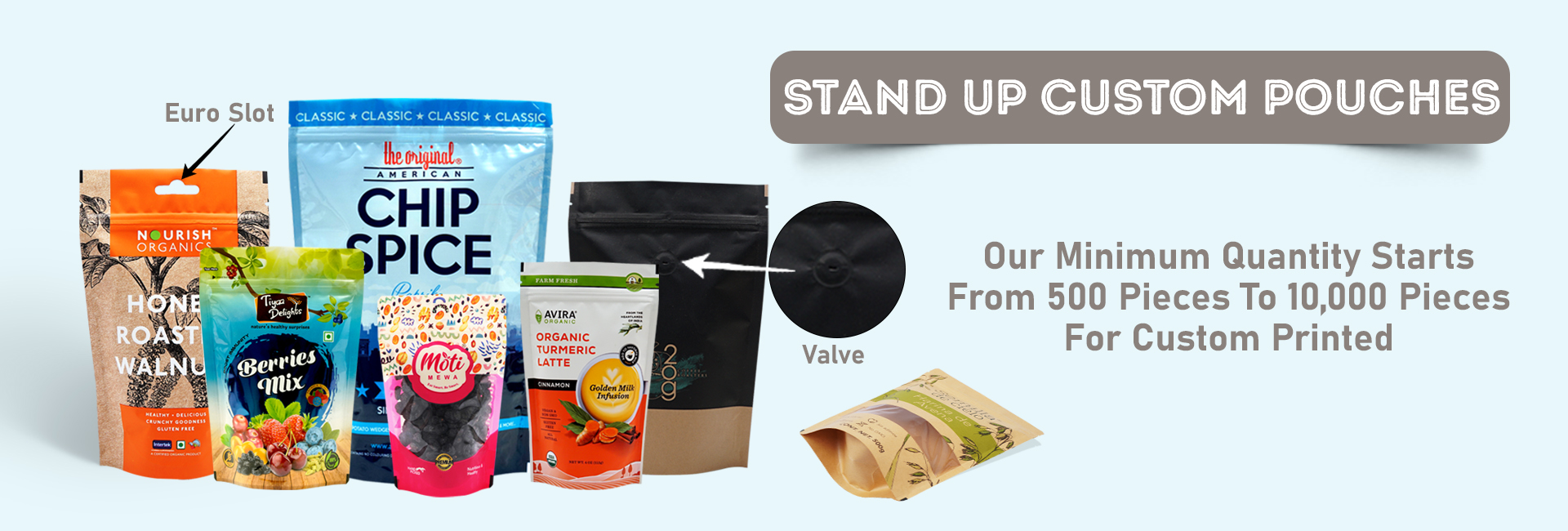 Stock Stand Up Custom Printed Pouches